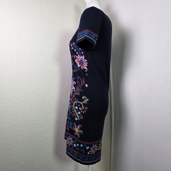 Tory Burch XXS Navy Floral Heart Print T-Shirt Dress 100% Pima Cotton - Picture 5 of 15